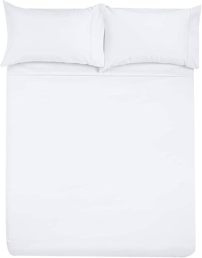 SlumberWell 4 Piece Luxury Soft Microfiber Fitted Bed Sheet Set for Campers 8 to 12 Inch Deep Pocket RV Eastern King Size 76 x 80 White