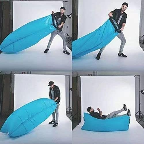 HaiChao Inflatable Lounger Sofa Air Chair Sofa Sleeping Bag Couch Air Sofa Bed for Lakes Beaches Garden Camping (Blue)