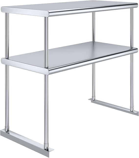 Worktable with Double OverShelf Stainless Steel NSF (36 in. Long x 18 in. Deep)