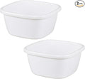 2 Plastic Wash Basins Large 18 Quart White Bucket Portable Washbasin for Washing Cleaning Foot Bath Dishes Face Cleansing Bowl Cream (2 Pack)