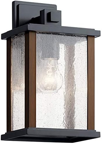 Kichler Marimount 12.75 Outdoor Wall Light in Black 1-Light Exterior Wall Sconce with Clear Ribbed Glass (12.75 H x 7.5 W) 59017BK