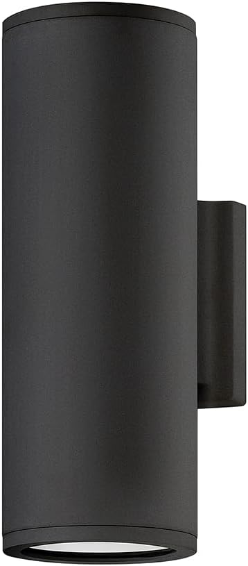 Hinkley Silo Small Outdoor Integrated LED Up/Down Wall Lantern Rust and Corrosion-Resistant Dark Sky Compliant Black