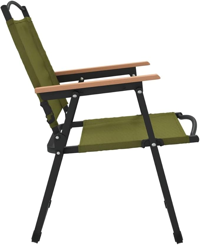 Camping Chair Set of 2 Green Folding Chairs 21.3x21.7x30.7 500D Oxford Steel Frame Lightweight for Garden/Camping