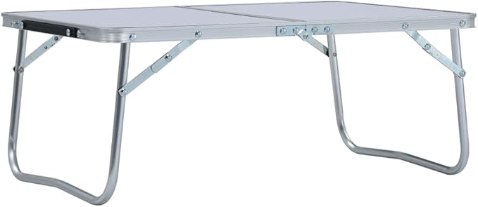 Folding Camping Table White Aluminium 60x40 cm