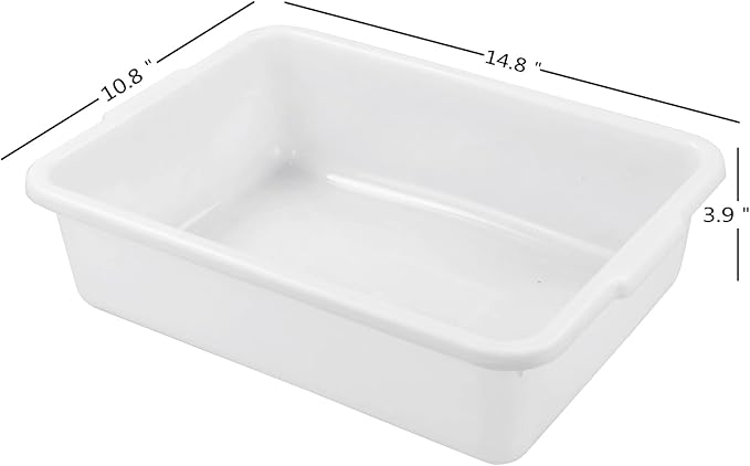 Gloreen 4-Pack Commercial Bus Tubs 8 L White Wash Basin Plastic Dish Pan