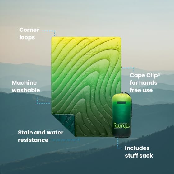 Rumpl Original Puffy Blanket - Warm Water-Resistant Camping Blanket with 100% Recycled Synthetic Insulation 52x75 Original Puffy V1 Forest Fade