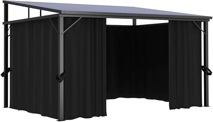 Hardtop Gazebo with Curtains Outdoor 13.3x9.6x8 Feet Anthracite Aluminum Frame Patio Backyard Shelter