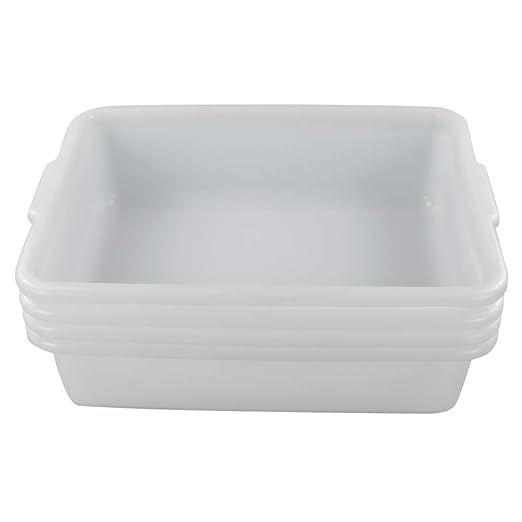Kekow 4-Pack 22 L Commercial Bus Tubs/Bus Box White Large Plastic Tote Box