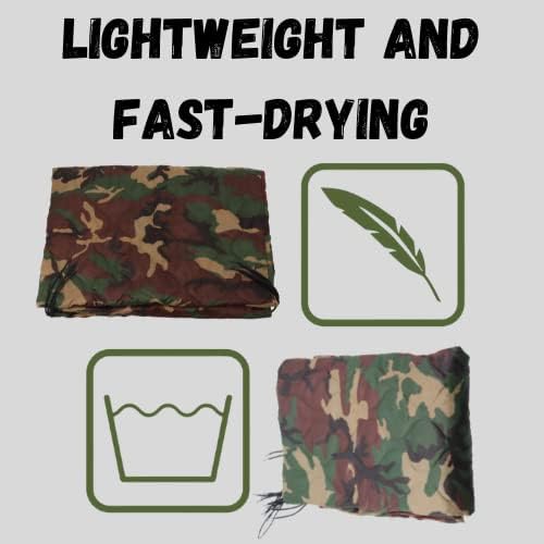 M MCGUIRE GEAR Lightweight Woodland Woobie Poncho Liner Blanket 84 x 60 Made in USA