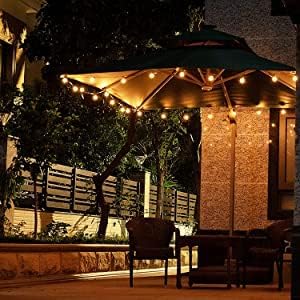 Abeja 25FT Outdoor String Lights G40 Globe Patio String Lights with 27 Frosted White Globe Bulbs Waterproof Connectable Hanging Lights for Outside Backyard Porch Umbrella Bistro Decor Black Wire