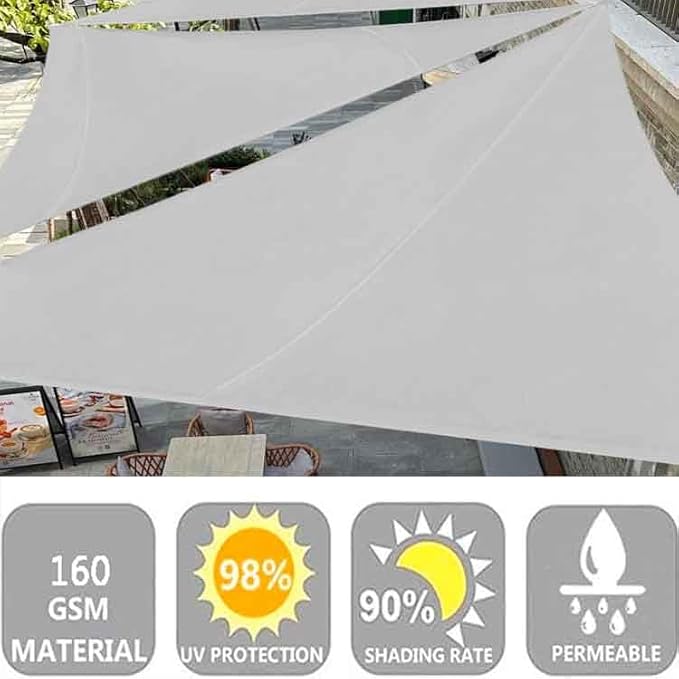 Sunsale Shade Waterproof Triangular Breathable Garden Canopy 98% UV Blocking Patio Sun Shade is durable and tear resistant with free rope perfect for outdoor use