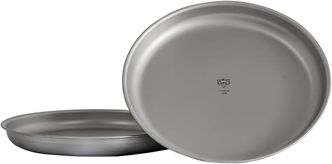 KAPILA Titanium Camping Plate Dish Portable Ti Cookware Ultralight Dinnerware Piece for Backpacking &amp Camping Anti-Rust and Easy to Clean for Hiking Picnic (1000ml)