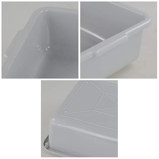 3-Pack Plastic Bus Tub 13 L Plastic Utility Bus Box Dish Pan Grey