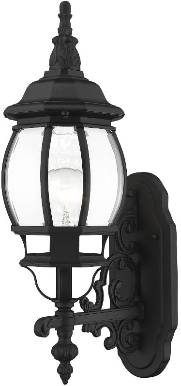 Livex Lighting 7520-04 Outdoor Wall Lantern with Clear Beveled Glass Shades Black 21 x 7 x 21