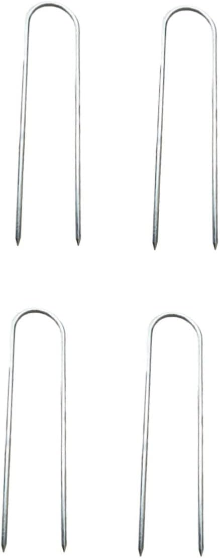 POPETPOP 4pcs U-Shaped Ground Pegs for Tent and Trampoline Galvanized Fastening Stakes Sturdy Camping Tent Fixing Stakes for Outdoor Use