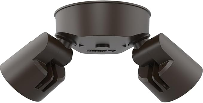 Lithonia Lighting HomeGuard 2-Light LED Outdoor Flood Lights Wall or Ceiling Mount Outdoor Lights 4000K Cool White Round Heads Dark Bronze 2-Pack (HGX LED 2RH 40K 120 DDB CP2 M2)