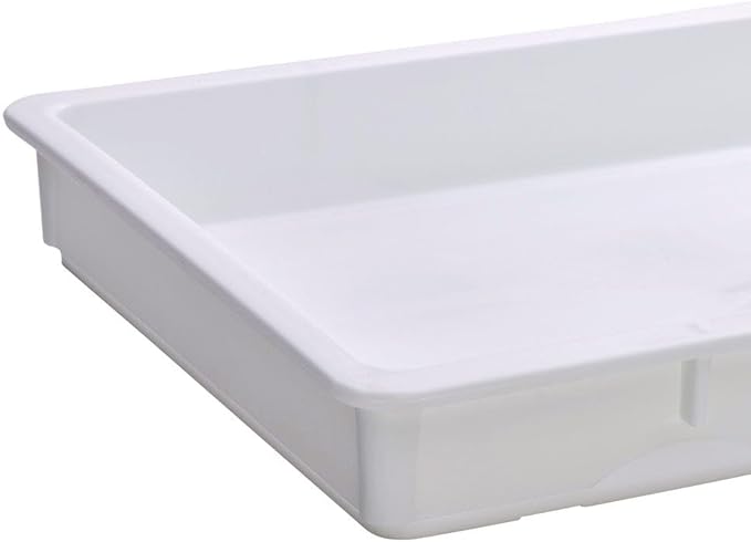 18x26x3 White Heavy Duty Polypropylene Pizza Dough Box with Lid (Pack of 2)