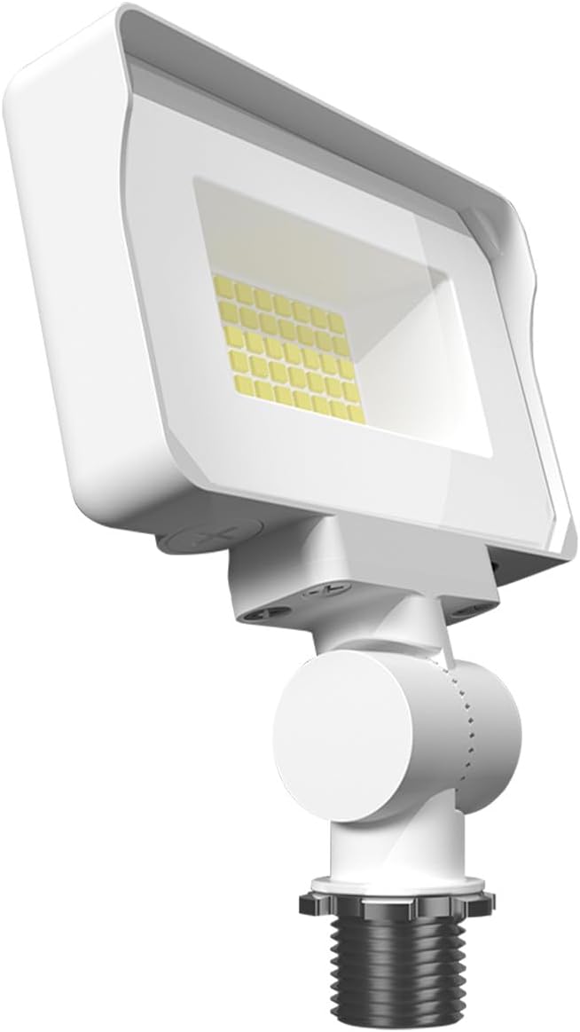 RAB X34 Series Adjustable LED Flood Light – Selectable Wattage &amp CCT Outdoor Commercial Fixture (Available in Bronze or White) (White)