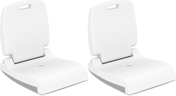 Goplus Poolside Chair for Edge of Pool Foldable Portable Flip Seat w/Back Support &amp 2 Handles Lightweight Outdoor Camping Chair for Stadium Tailgating Fishing Boats Beach (White 2 Packs)