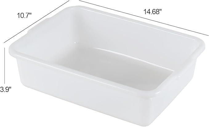 8 Liter Bus Tub Shallow Plastic Tub/Wash Basin 5 Pack White