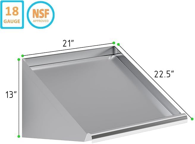 304 Stainless Steel Slanted Wall Rack Shelf with Drain Outlet – 21 x 22.5 | Compact Wall-Mounted Drip Shelf for Commercial Kitchen or Bar (21 in. x 22 1/2 in)