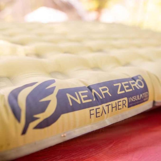NEAR ZERO Blow Up Mattress for Camping Gear - Inflatable Sleeping Pad with R-Value of 3.7 Dual-Plated Aluminum Soft and Noise-Free Sleep Reliable Valve Sleeping Mattress for Camping Tent.