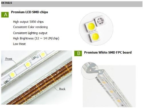 CBconcept® 165 Feet RGB Color Changing 120 Volt High Output LED SMD5050 Flexible Flat LED Strip Rope Light - Commercial Grade Indoor Outdoor use Ready to Plug n Shine