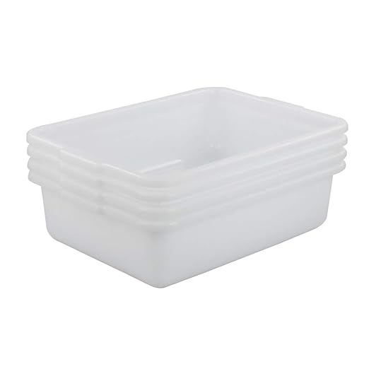 23 Quart Large Commercial Bus Tubs Black Utility Bus Box Set of 4
