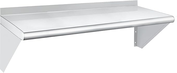 HARDURA Stainless Steel Shelf 12 x 36 230lb Commercial Shelves Wall Mount Metal Shelving with Backsplash and Brackets for Kitchen Restaurant Laundry Room and Home