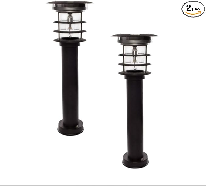 Gama Sonic Black Stainless Steel Bollard Solar Light w/EZ Anchor – 2 PK