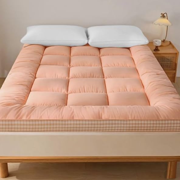 Portable Folding Futon Mattress Soft Futon Roll-Up Sleeping Pad Breathable Non-Slip Camping Mat for Home and Camping Foldable Sofa Bed Pad with Premium Support (Pink Twin Size)