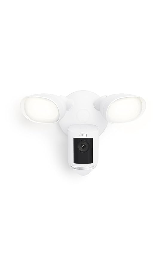 Ring Floodlight Cam Wired Pro Home or business security Retinal 2K Video Color Night Vision and Two-Way Talk with Audio+ White