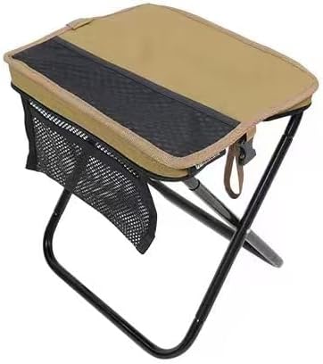 Portable Folding Chair and Camp Stool - Portable Stool with Carry Bag 13 Inch Foldable Backpack Chair Mini Easy Carry Outdoor Chair Supports 260lbs for Camping Hiking Fishing (Khaki)