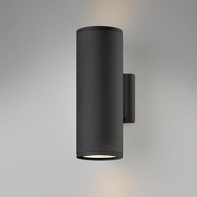 Hinkley Silo Small Outdoor Integrated LED Up/Down Wall Lantern Rust and Corrosion-Resistant Dark Sky Compliant Black