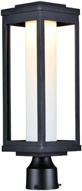 Maxim Lighting 55900SWBK Salon-12W 1 LED Outdoor Post Mount-6 Inches Wide by 19.5 inches high Finish Color: Black Glass Color: Satin White