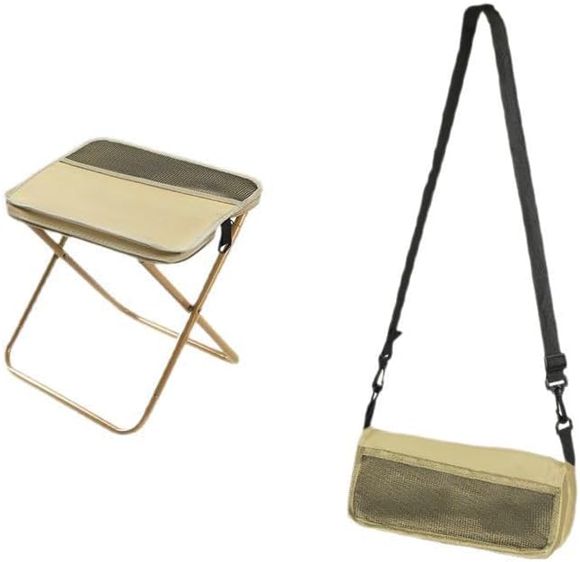 Foldable Backpack Stool2026 Folding Stool Ultralight 2-in-1 Handbag Satchel Style Collapsible Pocket Stool for Camping Hiking Fishing Travel Hunting (Khaki Medium)
