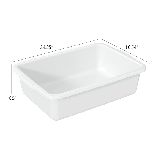 4 Packs Plastic Commercial Bus Tub 32 L Large Plastic Bus Box White