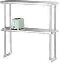 12 x 36 Stainless Steel Double Overshelf 2-Tier Adjustable Shelf for Prep Table Commercial Storage Rack over Oven Shelving for Kitchen Restaurant Food Truck Utility Room Dish Drying