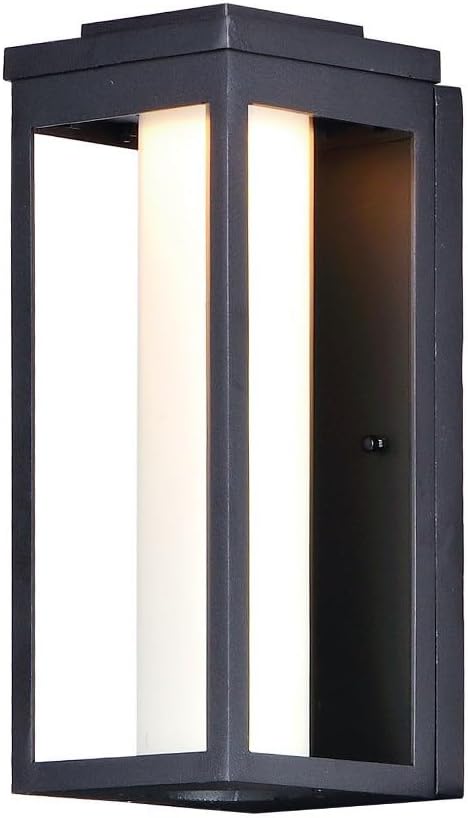 Maxim Salon-12W 1 LED Outdoor Wall Mount-6 Inches Wide by 15 inches high-Black Finish-Satin White Glass Color