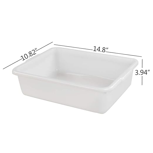 4-pack Bus Tubs Commercial 8 L White Plastic Wash Basin Bus Box