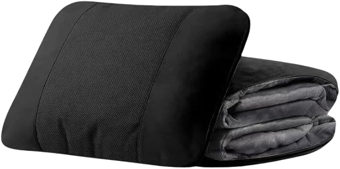 3-in-1 Pillow Blanket Convertible - 2-in-1 Pillow &amp Plush Fleece Blanket for Adults All Seasons Travel Accessory | Nap Office Camping Sofa &amp Airplane Essentials (Black)