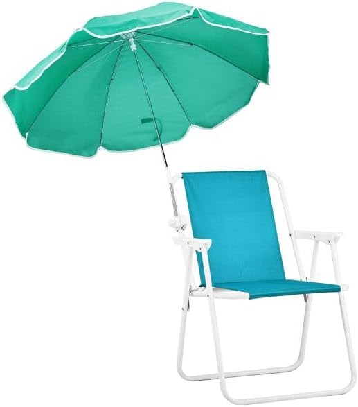 Folding Beach Chair with Umbrella for Adults Lightweight Portable Camping Chair with 265lbs Capacity Adjustable Sun Shade &amp Carry Bag for Travel Picnic Concert &amp Outdoor Mint Green