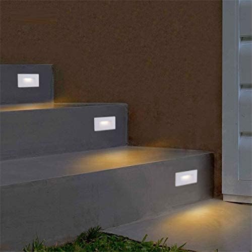 Ciata LED Stair Lights Indoor Step Lights Outdoor Light 3 Watt Warm White Stairway Lighting for Outdoor and Indoor Stairs 3000K Concrete Home Theater Lighting White Finish Horizontal 3 Pack