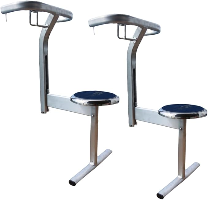 LakeEze Swim Stool (Navy Blue Pair) – Premium Dock Accessory for Water Seating – Adjustable Height for Docks Pools &amp Waterside Use – Built-in Cup Holder – UV-Resistant Durable Made in The USA