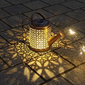 Solar Watering Can Light Outdoor Decor - Waterproof Solar Garden Pathway Lights for Yard Garden - Perfect Gifts for Women Mom Grandma Birthday (Petal Design)