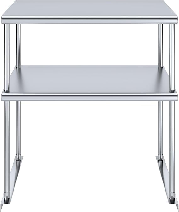 Worktable with Double OverShelf Stainless Steel NSF (30 in. Long x 18 in. Deep)
