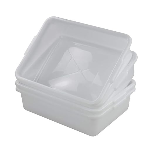 Wash Basin Tub Plastic Dish Pan 8 Liter White Bus Tubs Set of 4