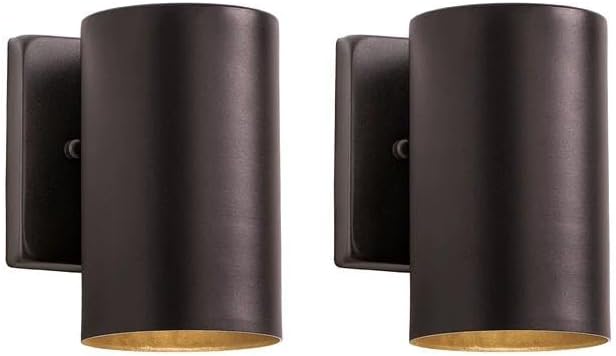 mirrea 7 Modern Outdoor Porch Wall Light with 5W LED GU10 Replaceable Bulbs in Oil Rubbed Bronze Aluminum Cylinder Downlight Outside Sconce Pack of 2