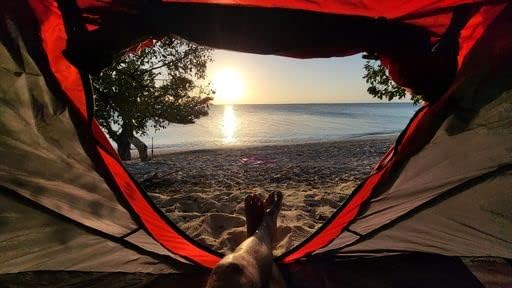 Pittman Outdoors PPI-POPUP4X Instant Set-up 4 Person Pop-up Tent with Large Mesh Window 9.02’ x 6.6’ x 3.2’ (Height) Red