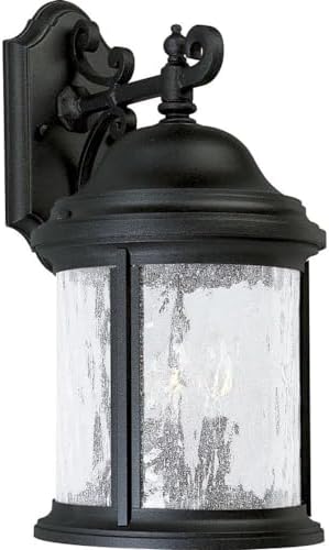 Progress Lighting Ashmore Collection 3-Light Water Seeded Glass New Traditional Outdoor Medium Wall Lantern Light Textured Black